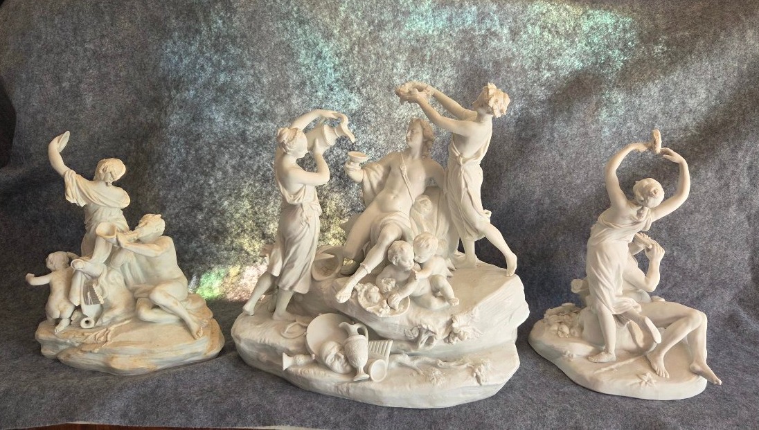 A 3-piece Bacchus Set, "biscuit" Glaze, Sèvres, 19th Century 