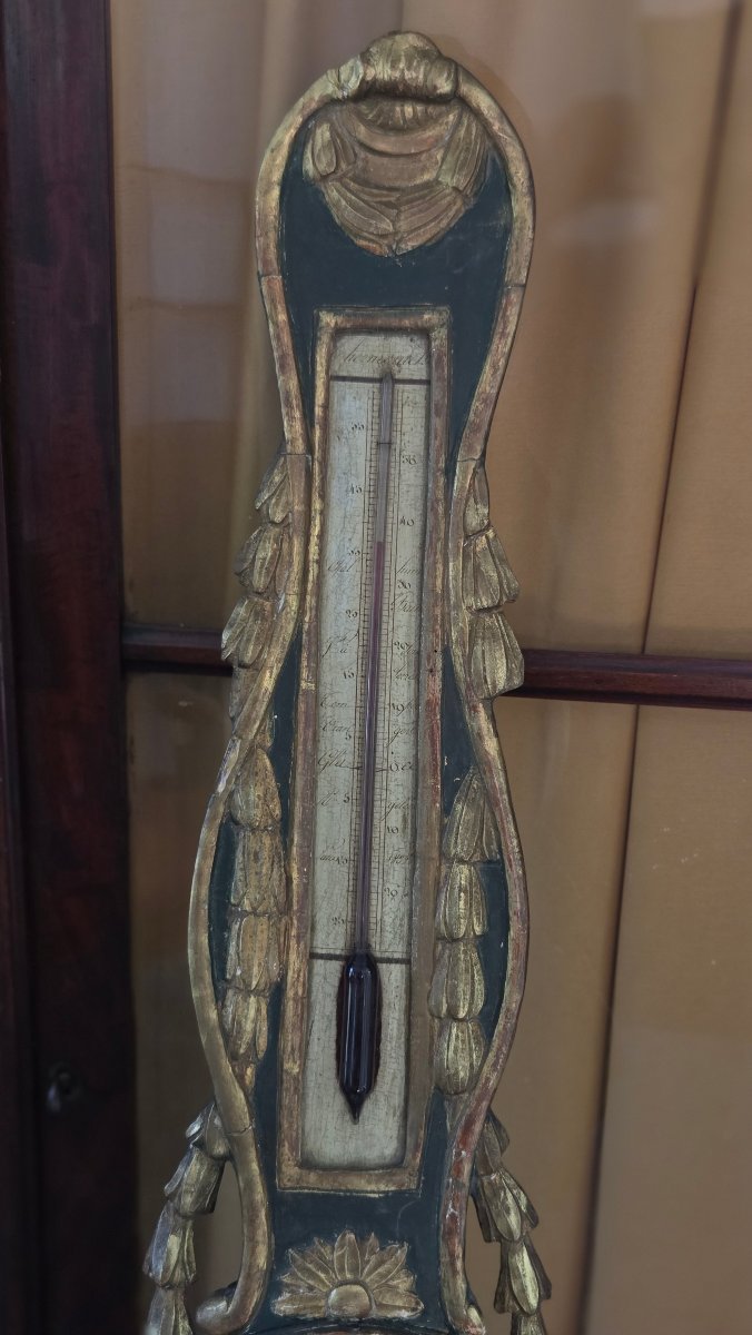 Baromètre  bois laqué  et doré  époque  Louis XVI  XVIII e-photo-3