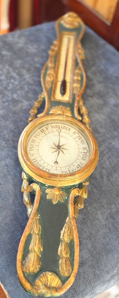 Baromètre  bois laqué  et doré  époque  Louis XVI  XVIII e-photo-8