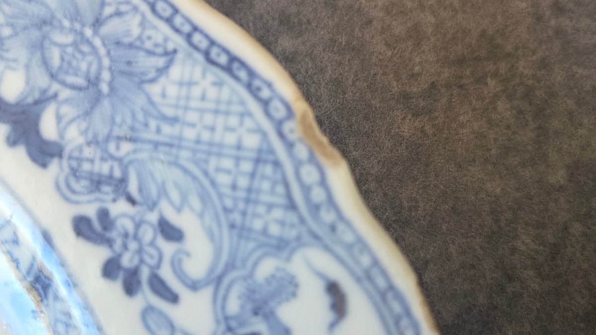 Ensemble  de 7 assiettes porcelaine  blanc bleu Chine XVIIIe-photo-5