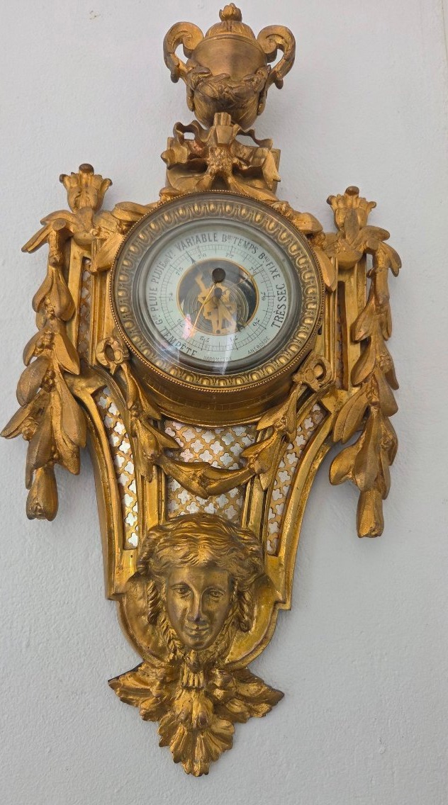 Large Barometer, Gilded Bronze, Napoleon III Period, 19th Century-photo-2
