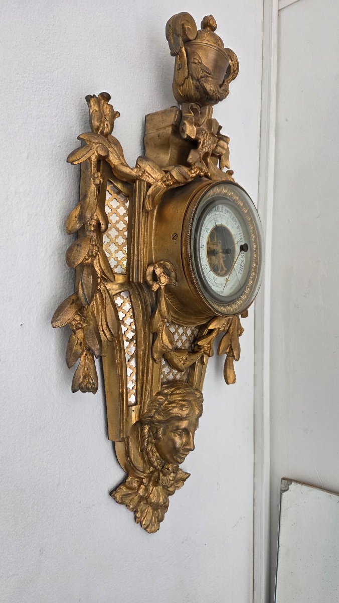 Large Barometer, Gilded Bronze, Napoleon III Period, 19th Century-photo-1