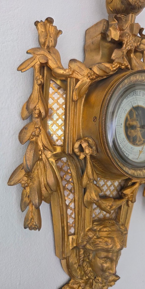Large Barometer, Gilded Bronze, Napoleon III Period, 19th Century-photo-2