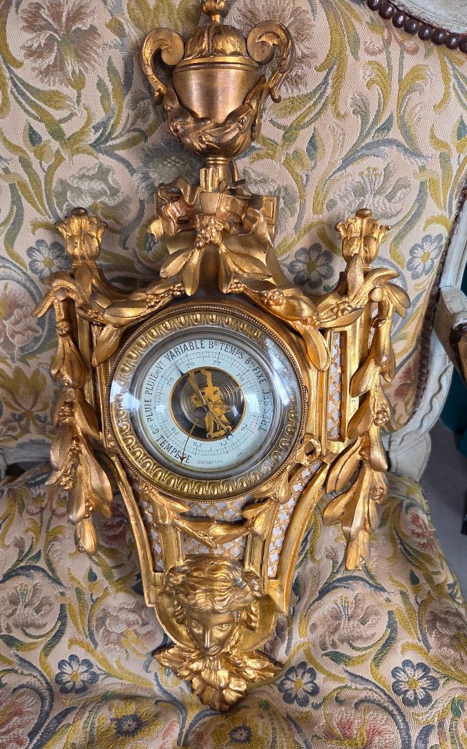 Large Barometer, Gilded Bronze, Napoleon III Period, 19th Century-photo-8