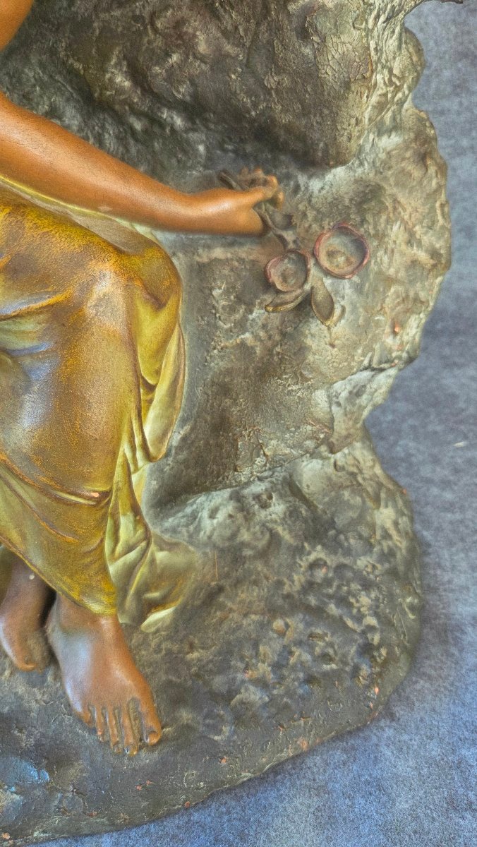 Grande  terre cuit  Art Nouveau  époque 1900 signée Julien Caussé-photo-7