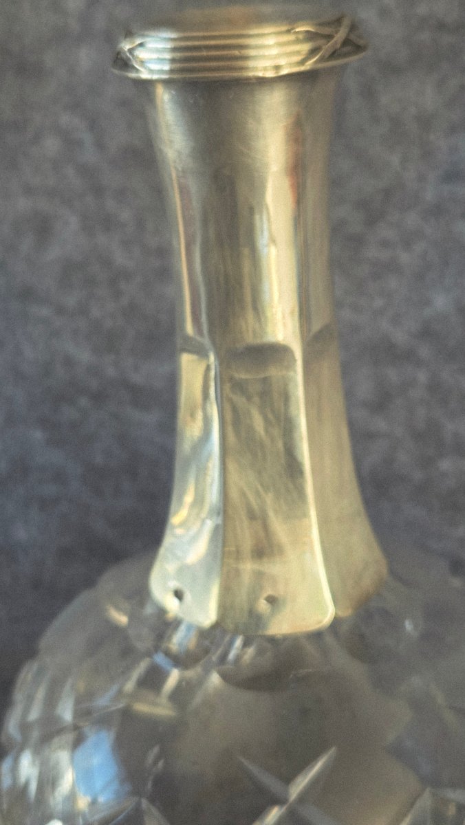 Pair Of Baccarat Carafes With Silver Mounts By M. Nicoud, Paris, Early 20th Century -photo-4