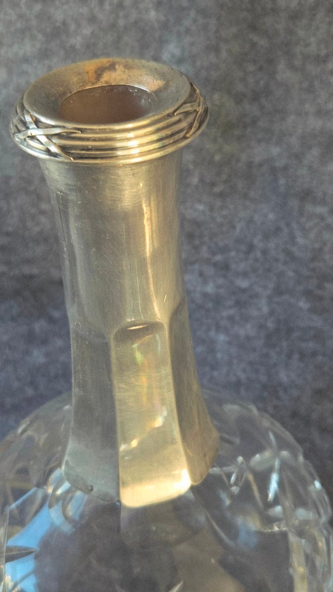 Pair Of Baccarat Carafes With Silver Mounts By M. Nicoud, Paris, Early 20th Century -photo-6