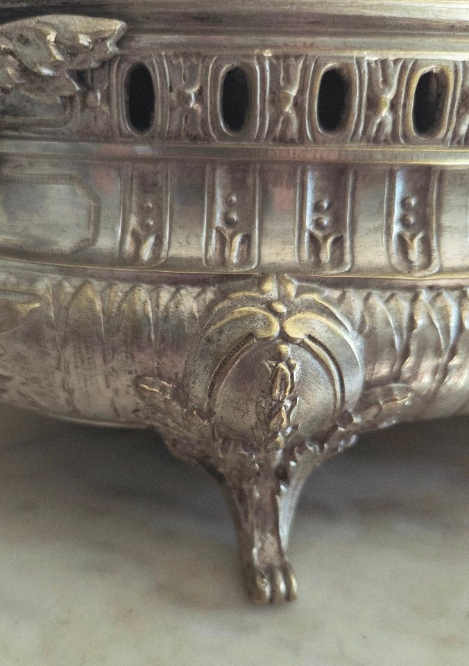 19th-century Silver-bronze Planter Centerpiece -photo-3