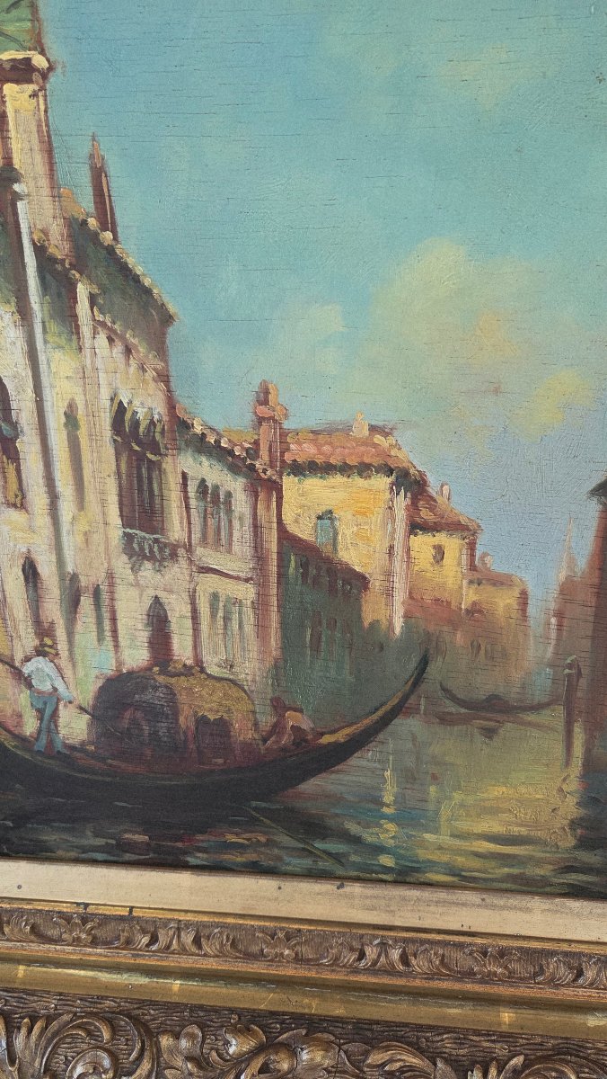 Huile/p Canal à Venise école.Italienne XX e-photo-4