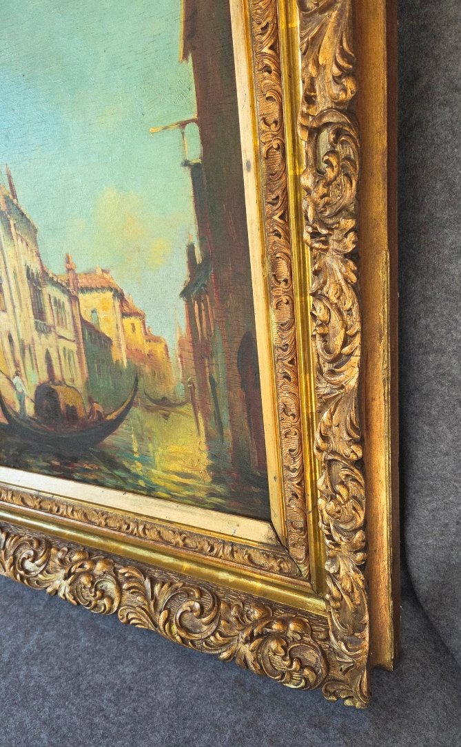 Huile/p Canal à Venise école.Italienne XX e-photo-3