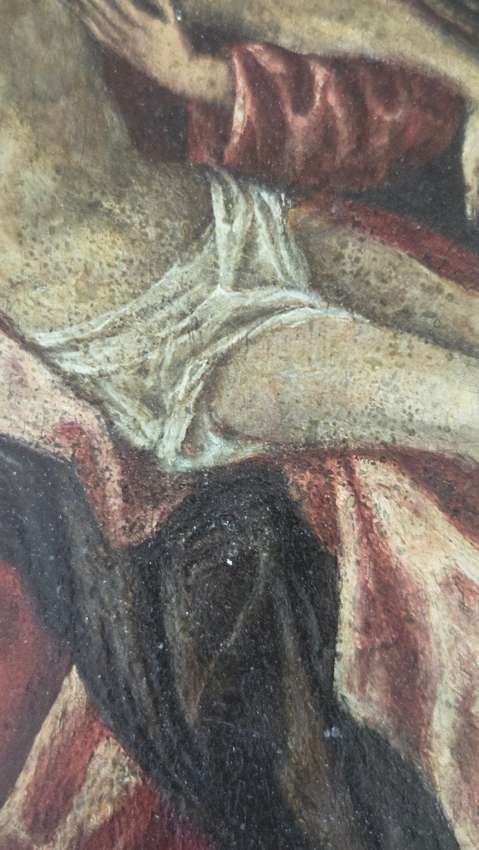 Late 16th/17th-century French Painting, "deposition," Oil On Panel-photo-4