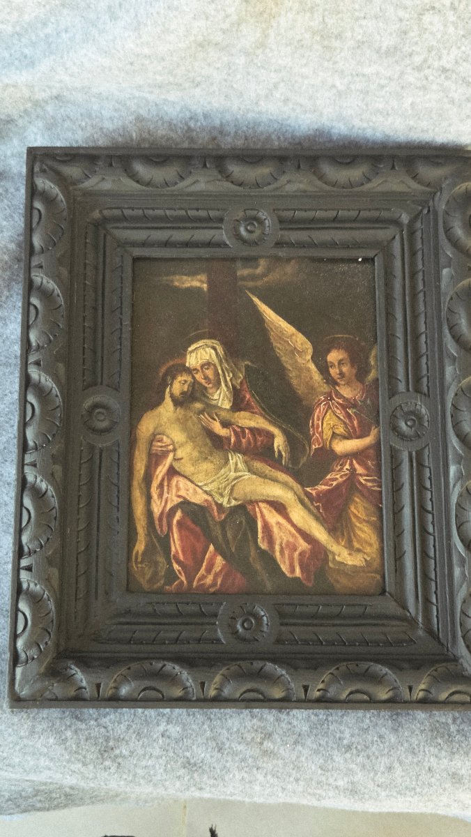 Late 16th/17th-century French Painting, "deposition," Oil On Panel-photo-5