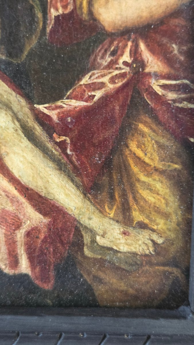 Late 16th/17th-century French Painting, "deposition," Oil On Panel-photo-6