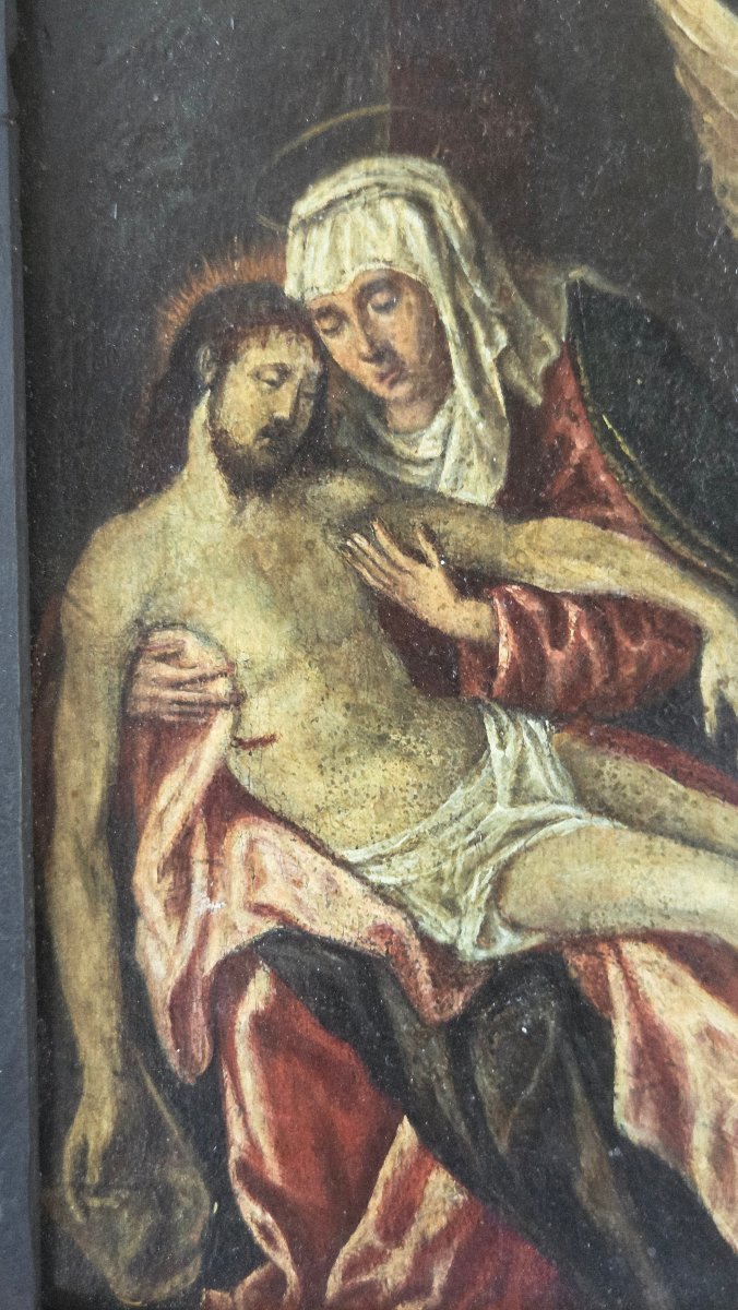 Late 16th/17th-century French Painting, "deposition," Oil On Panel-photo-7
