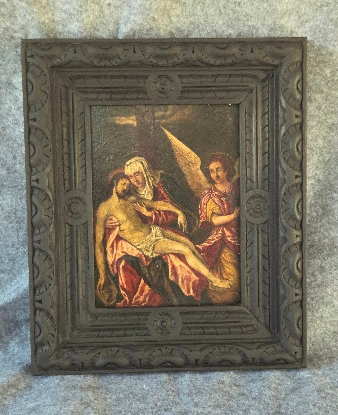 Late 16th/17th-century French Painting, "deposition," Oil On Panel