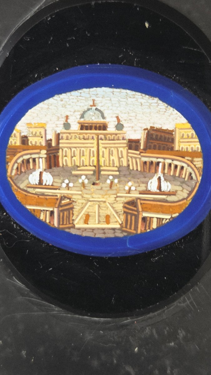 19th-century Rome Paper Plate Micromosaic -photo-3