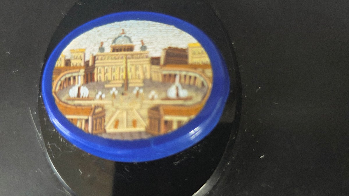 19th-century Rome Paper Plate Micromosaic -photo-4