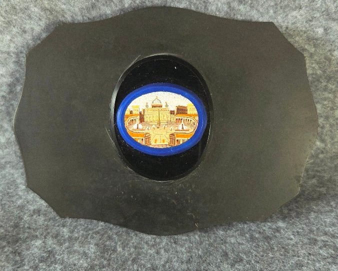 19th-century Rome Paper Plate Micromosaic 