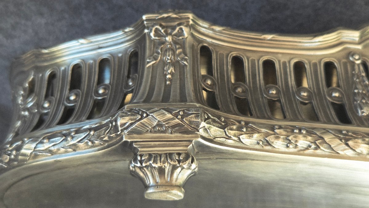 Centre de table  bronze argenté Louis XVI  m.o.Victor Saglier époque XIXe -photo-3