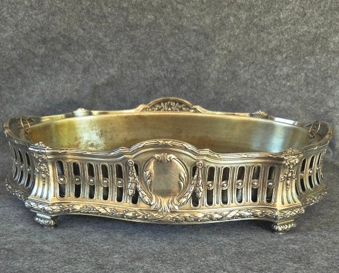 Centre de table  bronze argenté Louis XVI  m.o.Victor Saglier époque XIXe -photo-6
