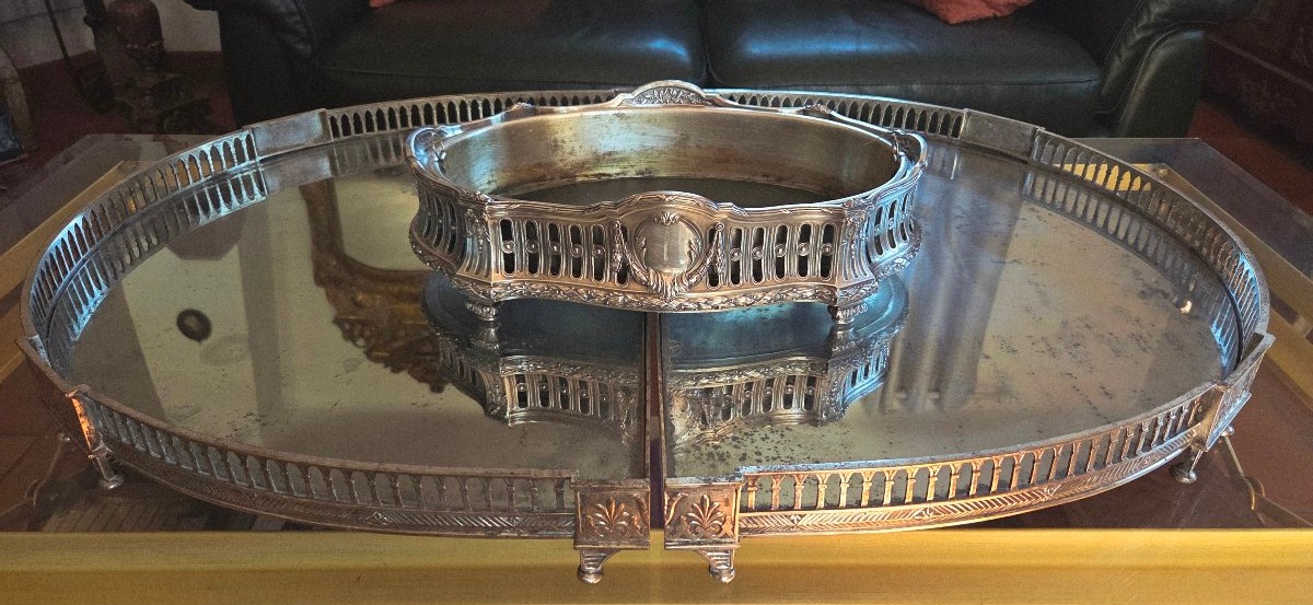 Silver-plated Bronze Louis XVI Centerpiece By Victor Saglier, 19th Century -photo-5