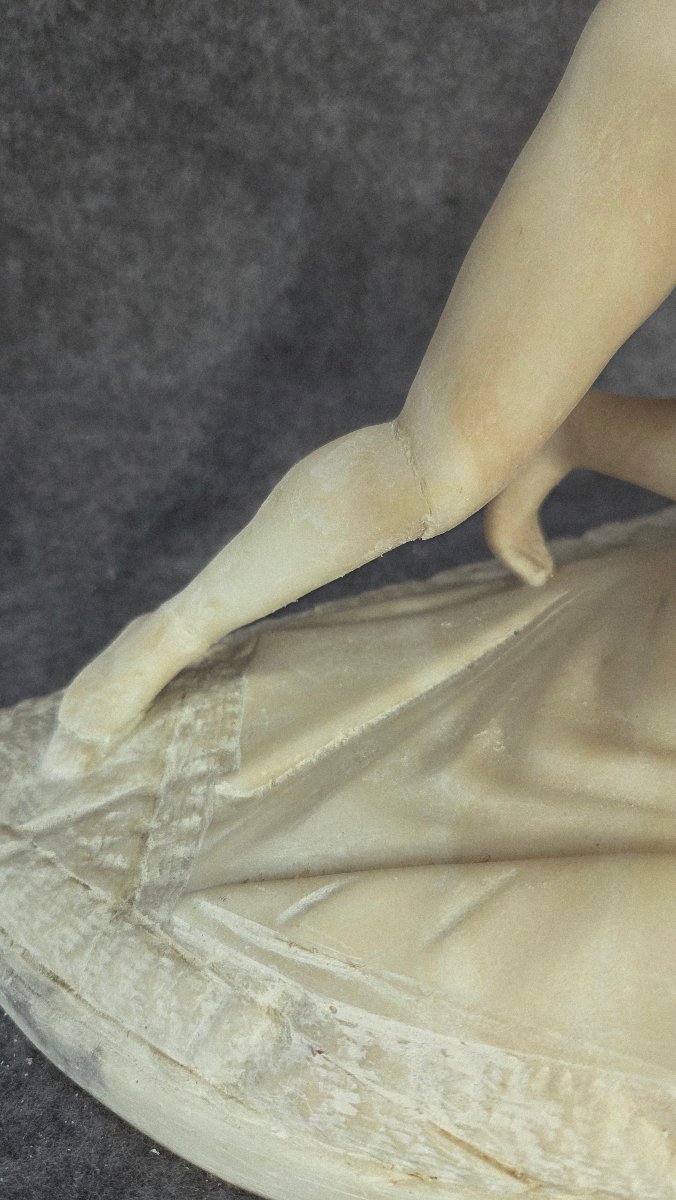 Alabaster Sculpture Of Psyche And Cupid, Late 19th Century -photo-2