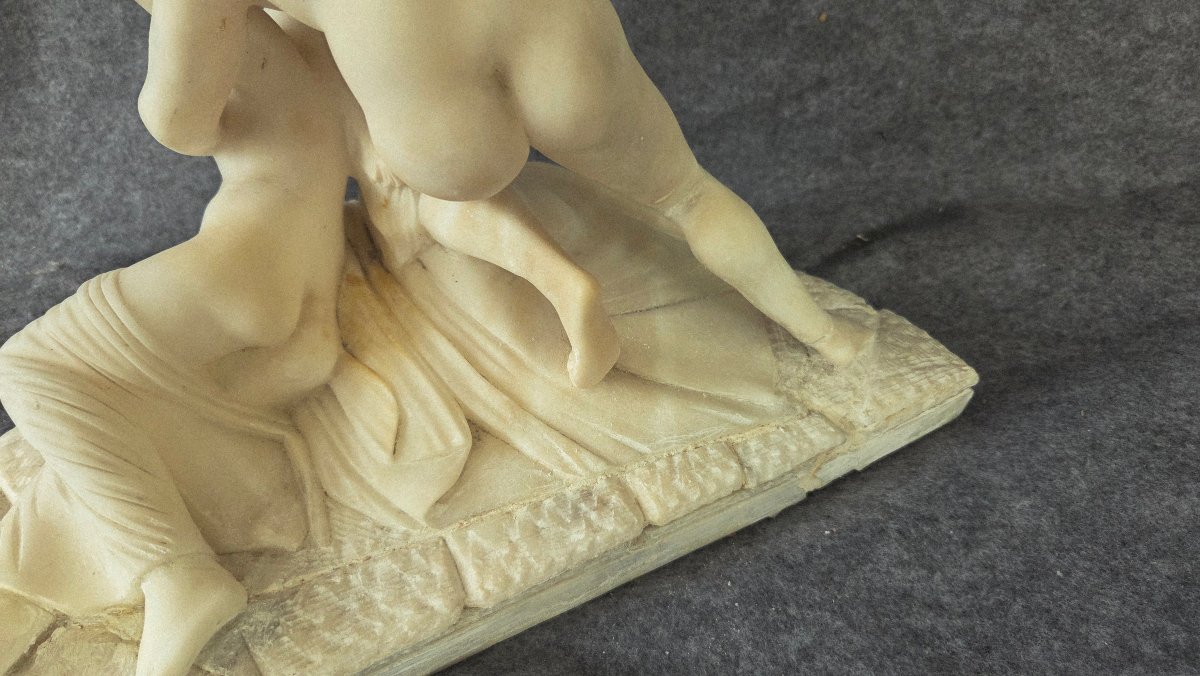 Alabaster Sculpture Of Psyche And Cupid, Late 19th Century -photo-6