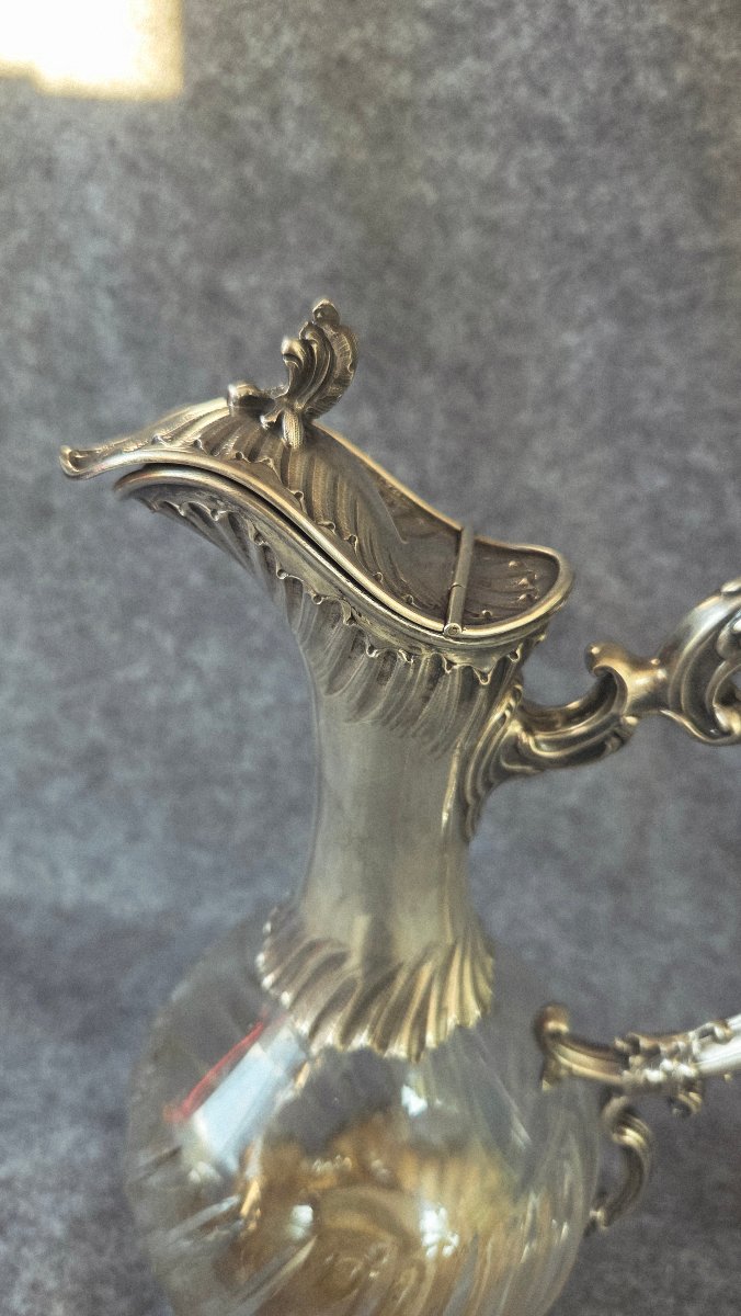 Paire d 'aiguieres  Louis XV  cristal et argent Minerve fin XIXe -photo-2