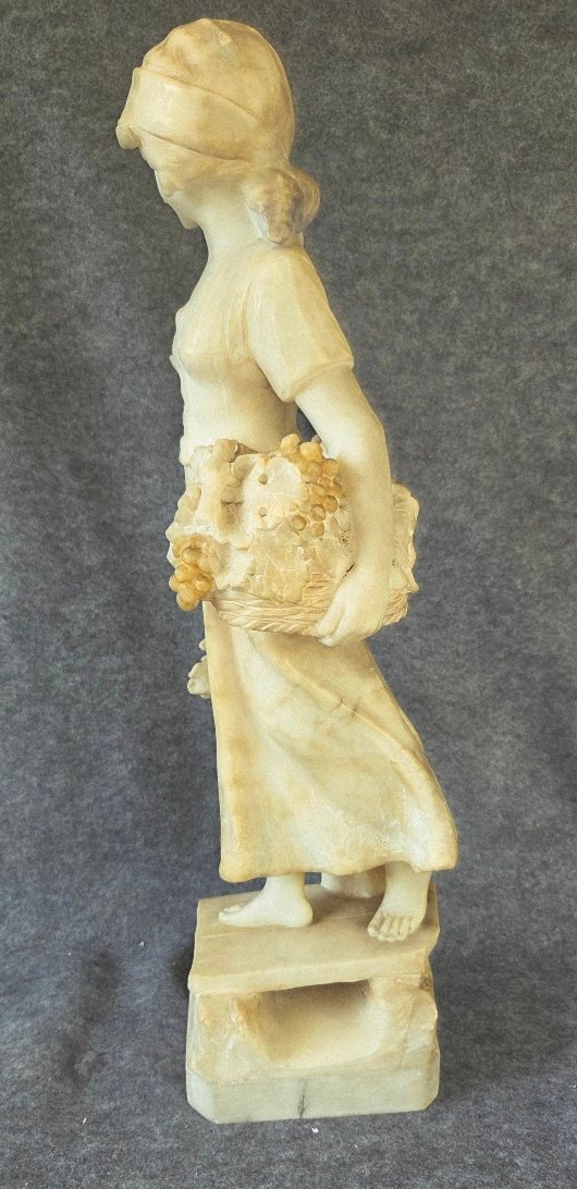 Sculpture  marbre" La vendange  " fin XIXe  H 61cm-photo-2