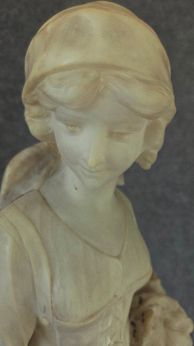 Sculpture  marbre" La vendange  " fin XIXe  H 61cm-photo-3
