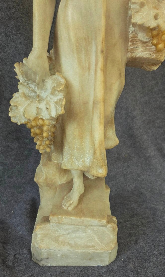 Sculpture  marbre" La vendange  " fin XIXe  H 61cm-photo-1