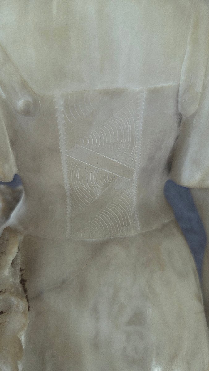 Sculpture  marbre" La vendange  " fin XIXe  H 61cm-photo-3