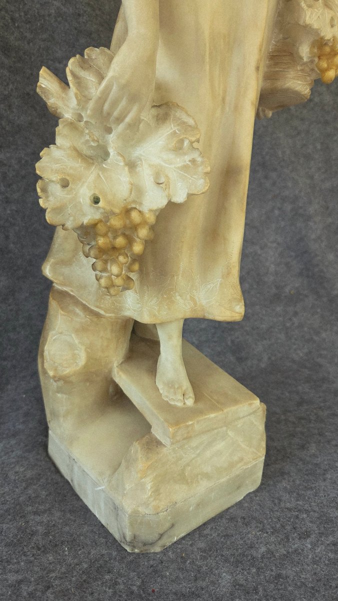 Sculpture  marbre" La vendange  " fin XIXe  H 61cm-photo-5