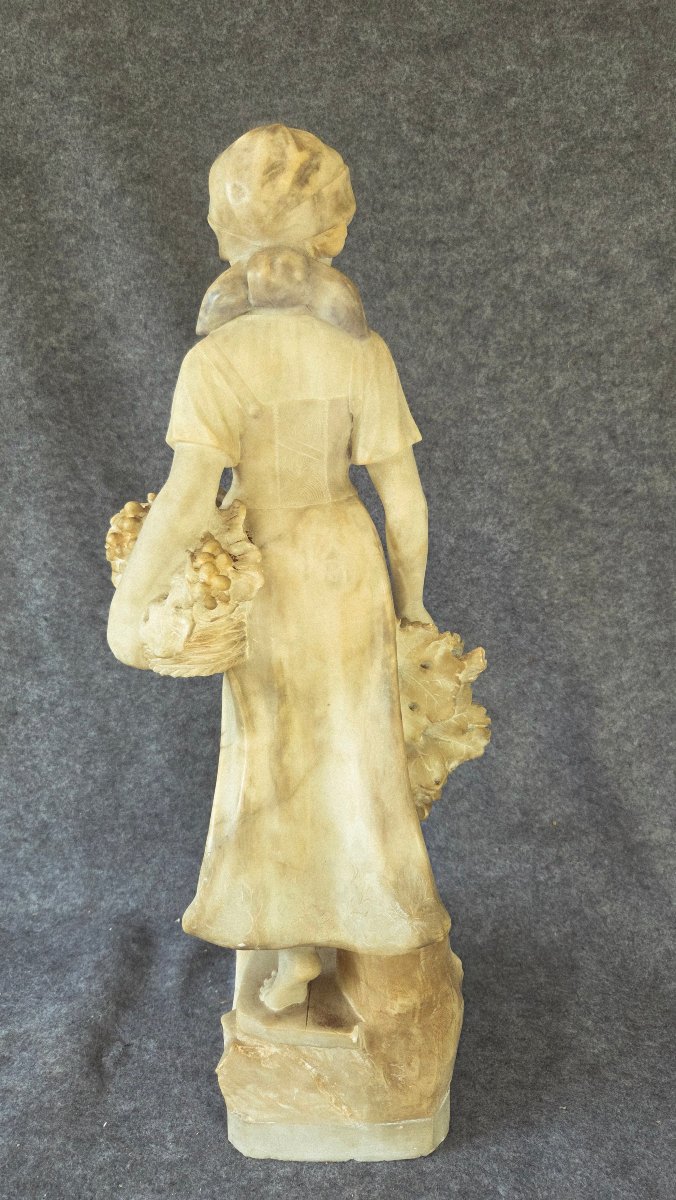 Sculpture  marbre" La vendange  " fin XIXe  H 61cm-photo-7