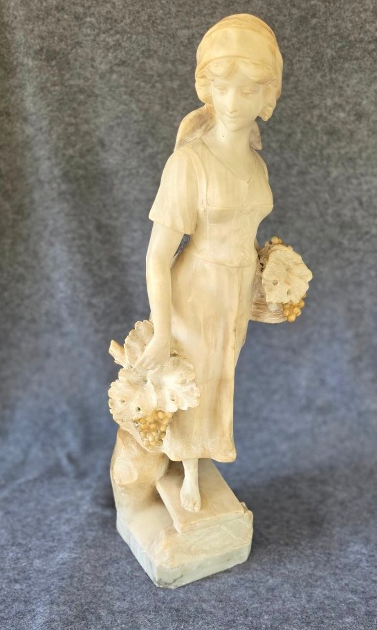 Marble Sculpture, "the Grape Harvest," Late 19th Century, H 61 Cm