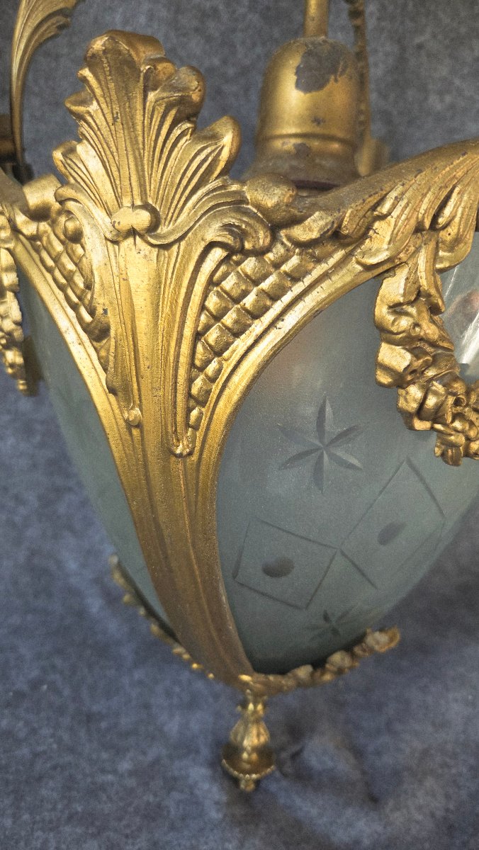 Lanterne de hall bronze métal dorés  H68cm -photo-1