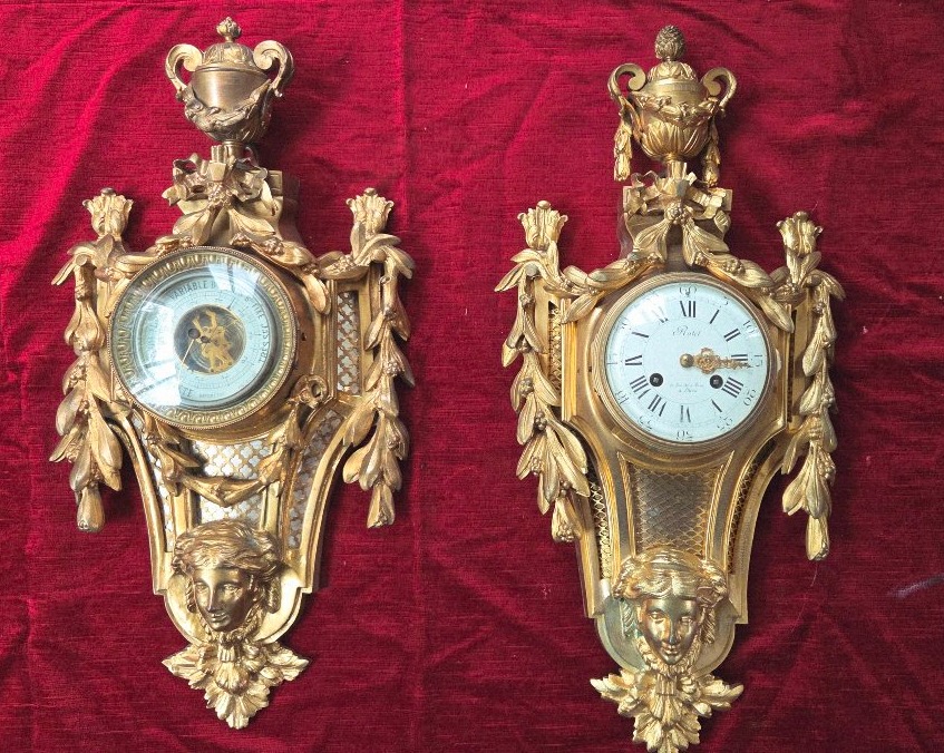 Matching Clock And Barometer, Napoleon III Period, Signed "ratel" In Paris 