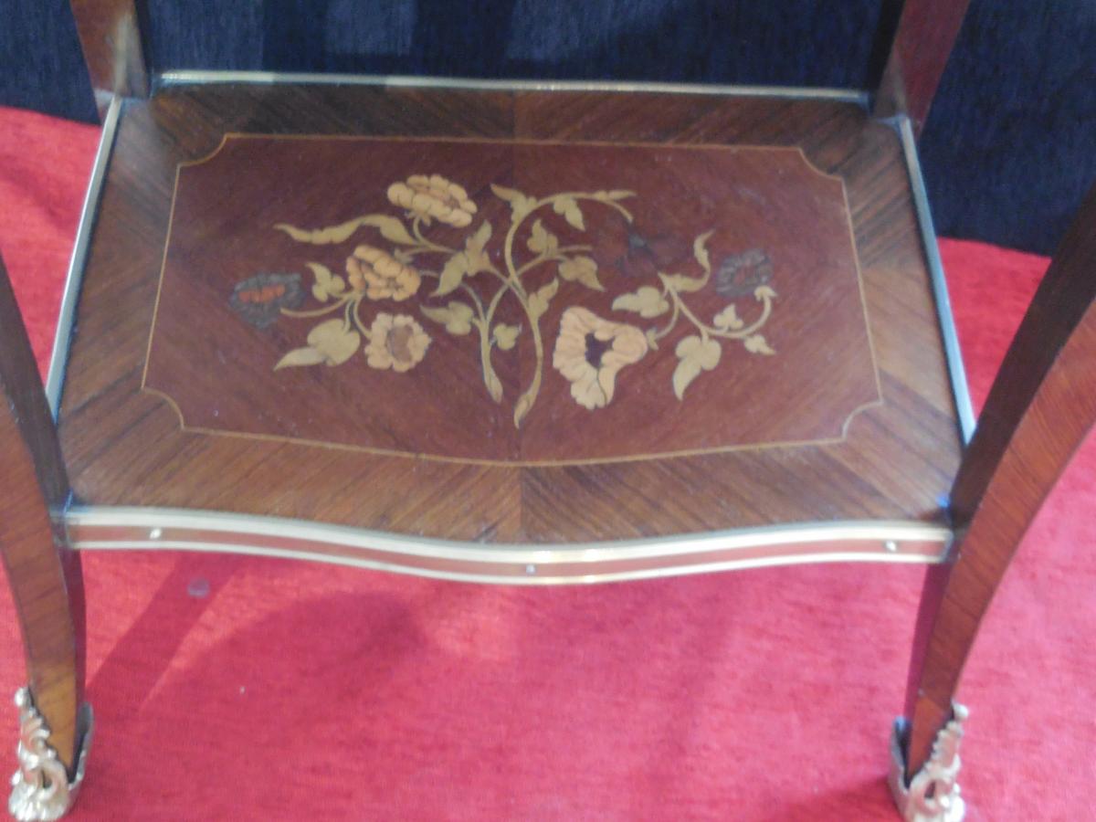 Table de salon en  marqueterie st. Louis XV ép XIXe -photo-1