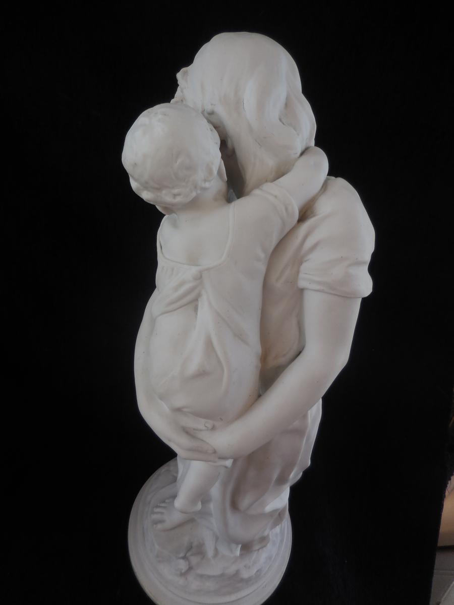 Sculpture In Biscuit Maternity By Plettet Nineteenth H T62cm-photo-4