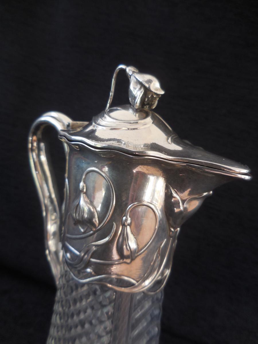 Aiguière Cristal Et Argent époque 1900 -photo-1