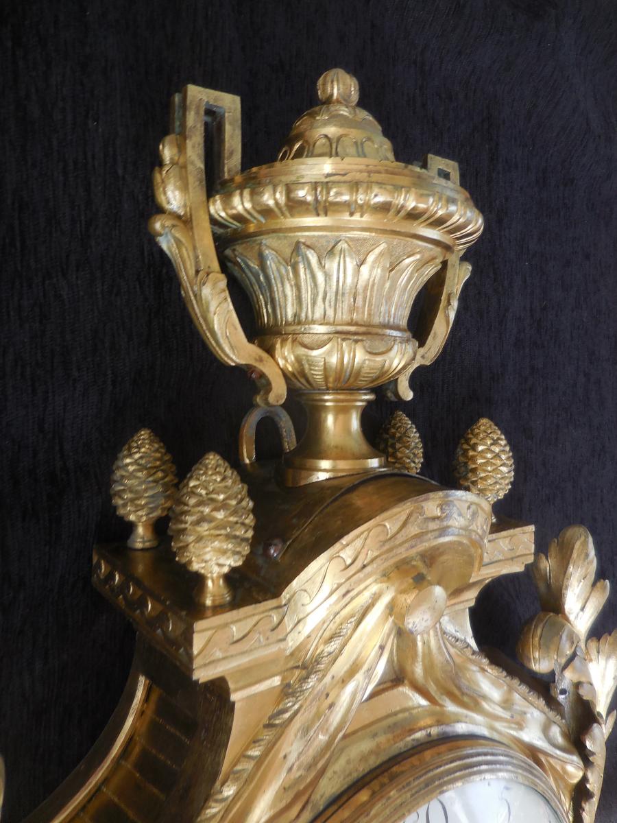 Grand Cartel Gilt Bronze Louis XVI Sg Neighbor Ht 90-photo-2
