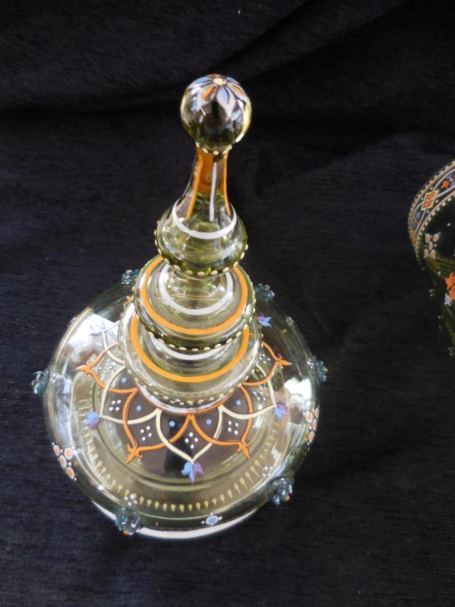 Grand Drageoir(pokal) Verre émaillé ép. XIXème Ht 68cm-photo-3