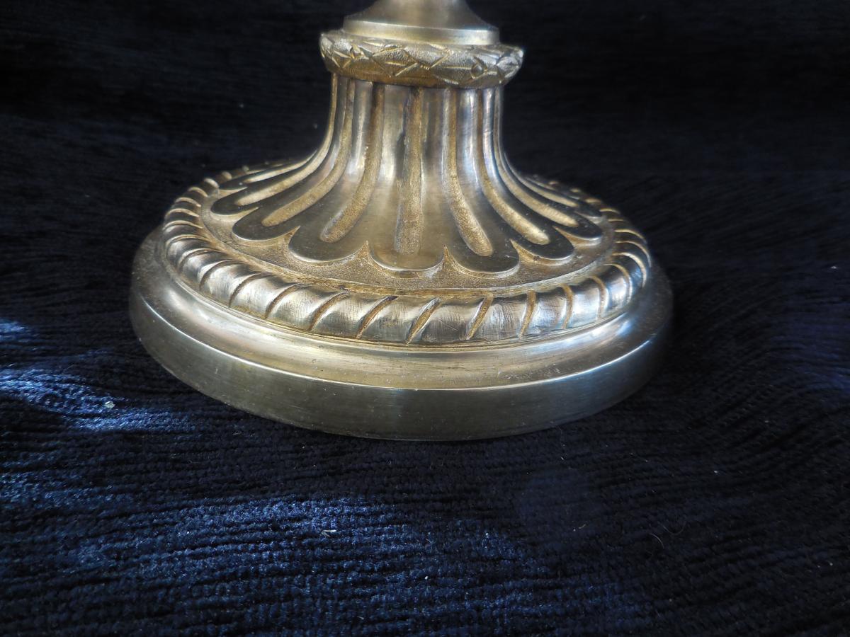 Pair Of Great Candlesticks Gilt Bronze Louis XVI Nineteenth-photo-3