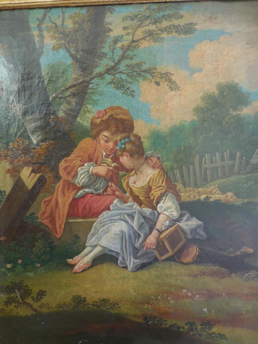 Pair Of Oils On Canvas Follower Of F Boucher Era XVIII-photo-4