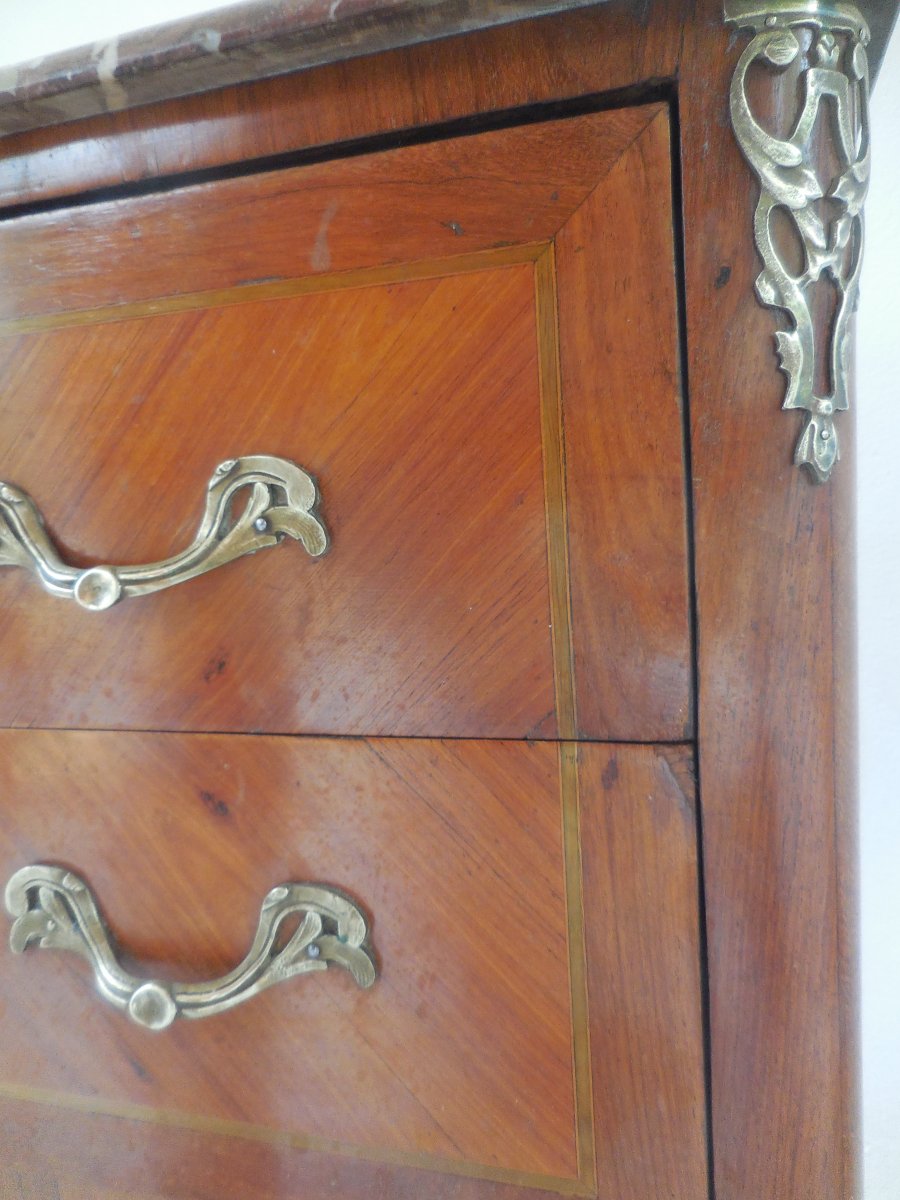  Petite commode d'alcove Marqueterie époque Transition Louis XV/louis XVI XVIIIeme Siècle-photo-5