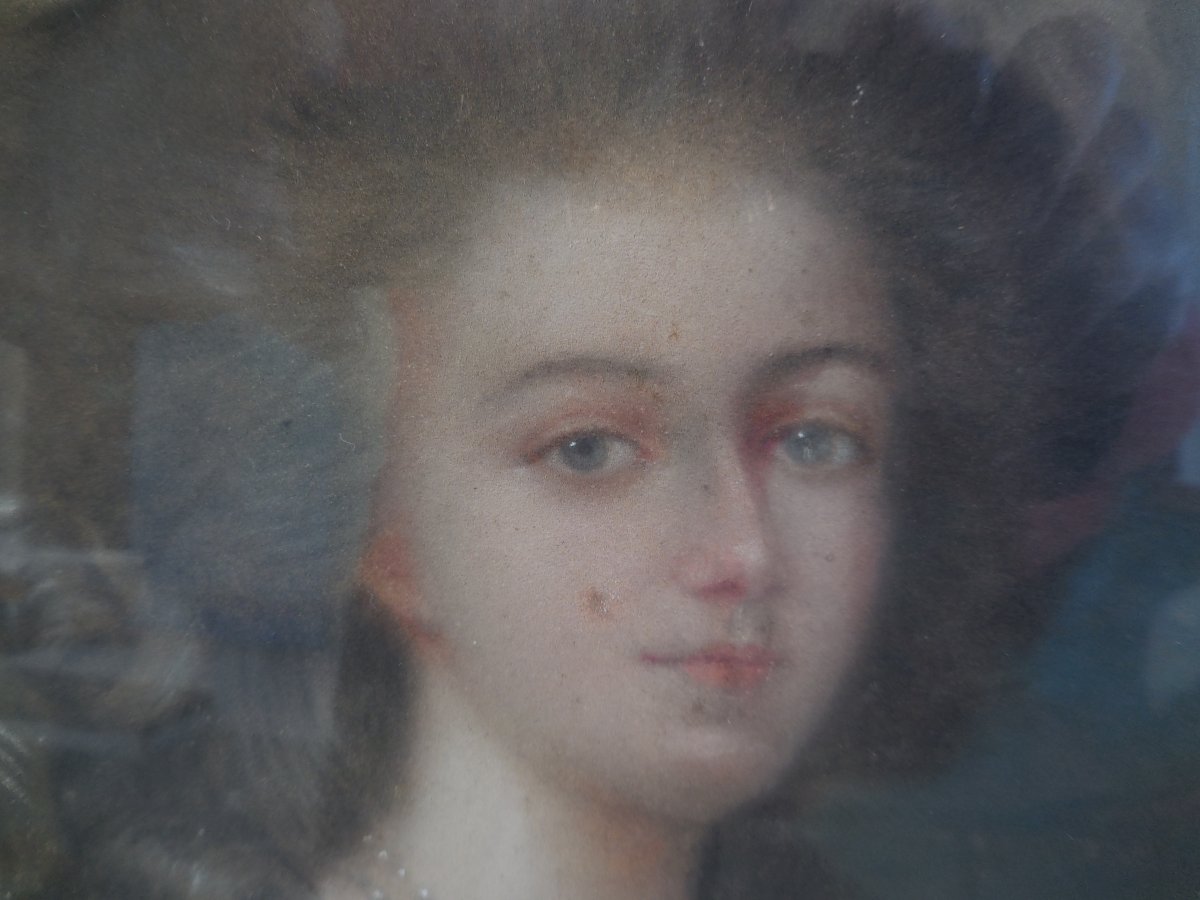 Portrait de Marie Antoinette  Pastel école Française Du XIX M Suiveur de Elisabeth Vigée Lebrun-photo-4