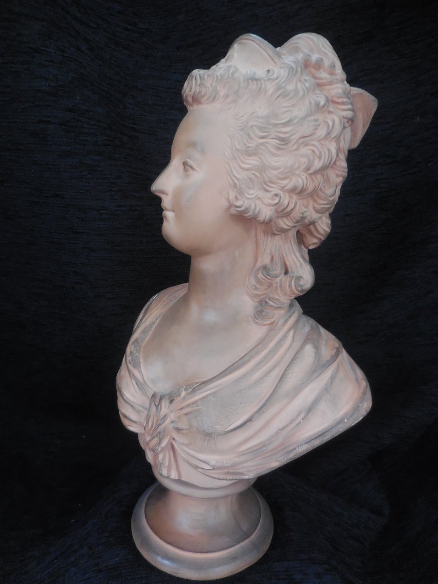 Terracotta Bust Of Marie-antoinette XIXth Century-photo-3