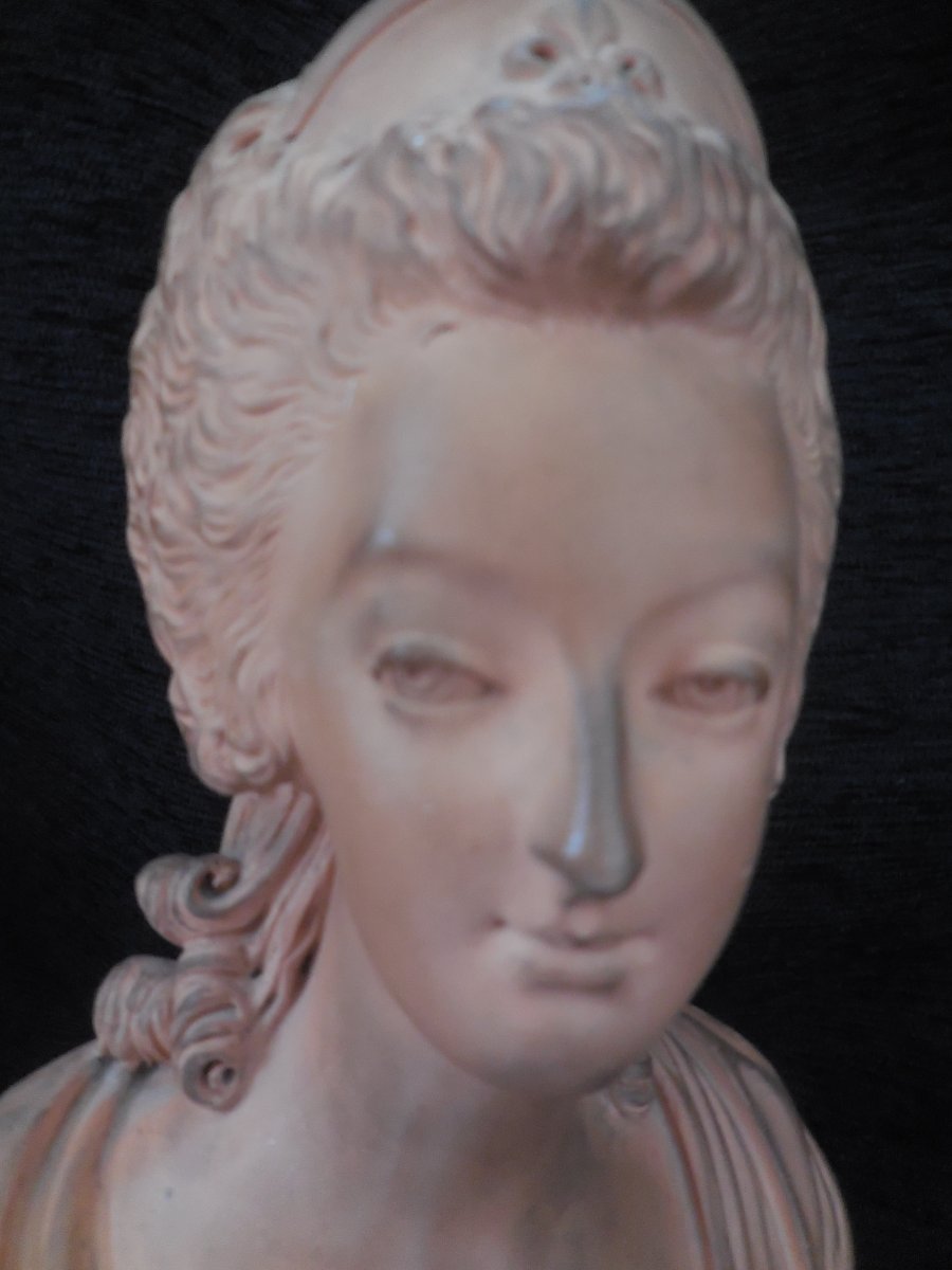 Terracotta Bust Of Marie-antoinette XIXth Century-photo-4