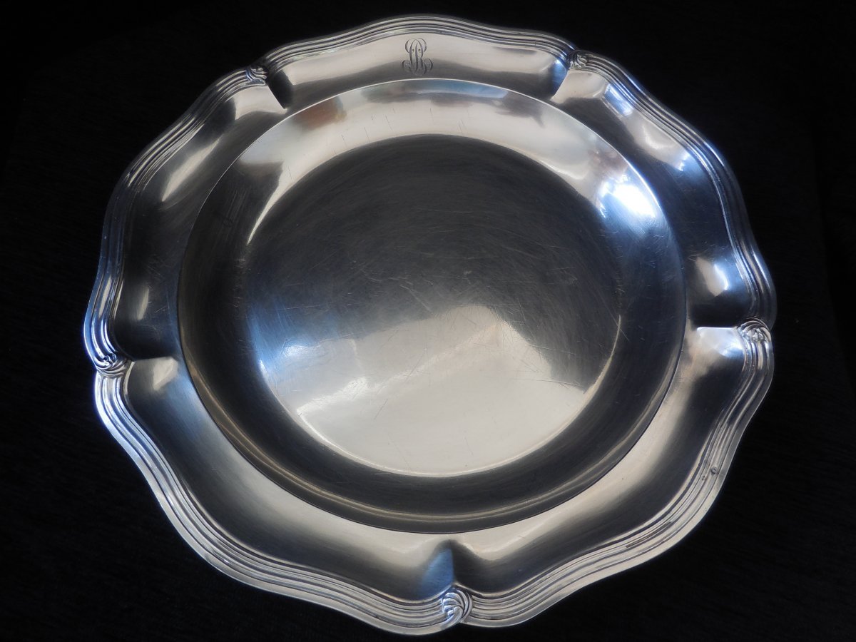 Large Flat In Sterling Silver Minerva By Léon Lapar In Paris XIXth Century Weight 965g Env