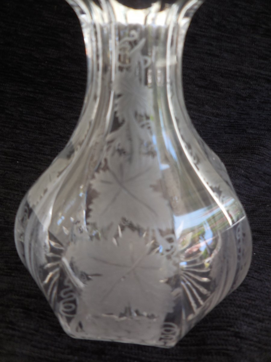 Baccarat Carafe à Alcool Cristal Taillé Et Gravé époque XIXe Siècle-photo-3